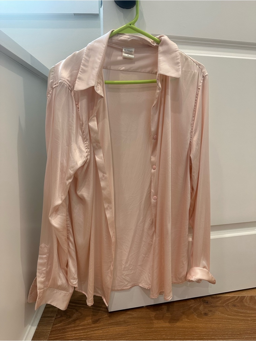 Silky Light Blush Button-Up Blouse